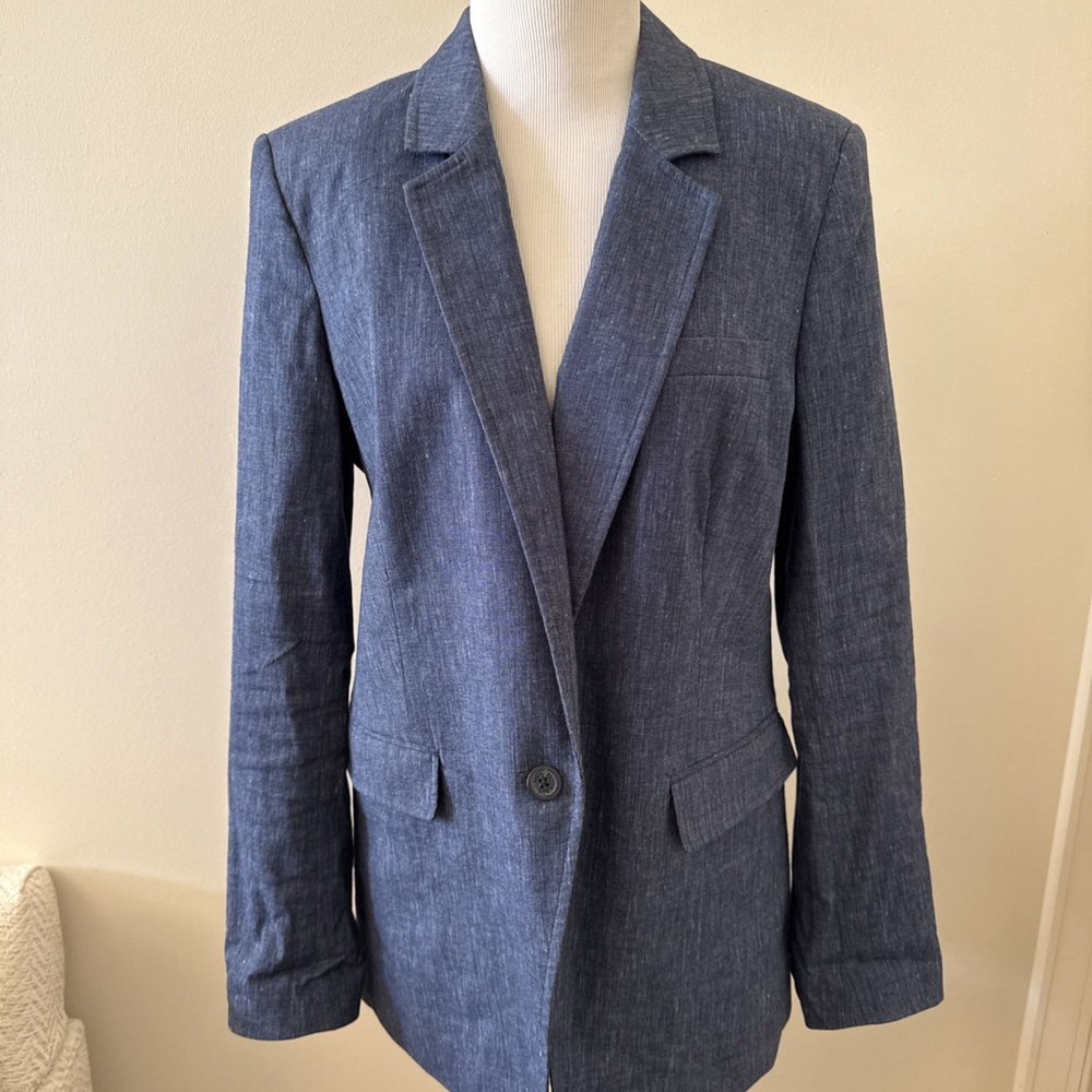 Michael Michael Kors Indigo Notched Collar Boyfriend Blazer 10